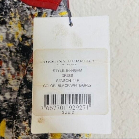 Carolina Herrera Sleeveless Tweed Sheath Dress Black/White/Grey Size 2 Elegant - Picture 9 of 16